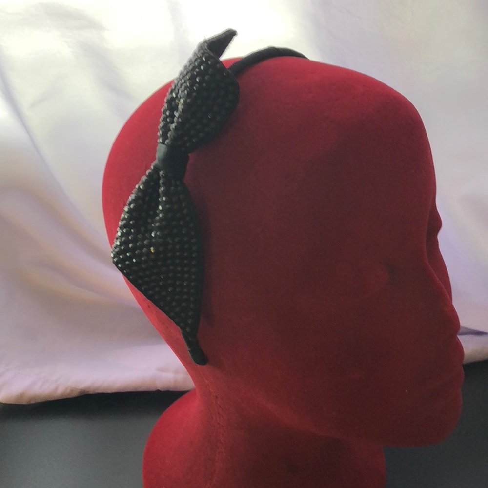 Girls Black Rhinestone Bow Headband